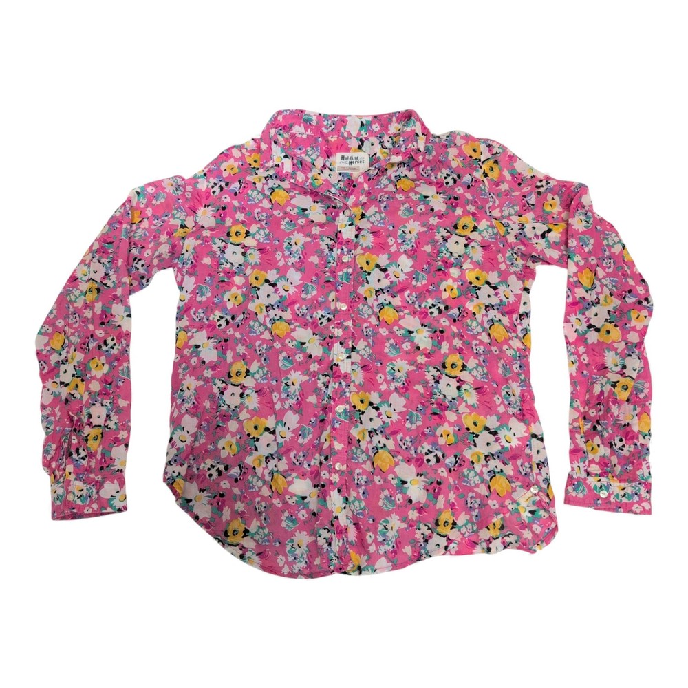 Holding‎ Horses Pink Floral Button-Down Blouse, Size 8